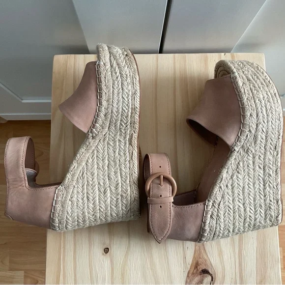 Women’s Marc Fisher Espadrille Platform Wedge Sandals Pink Leather Size 5M - Picture 6 of 10